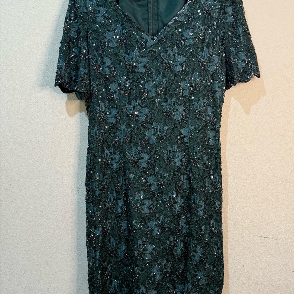 Stenay Black Sheath Midi Dress V-Neck Short Sleeve